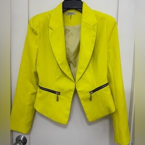 Xtaren Women's Vibrant Yellow Blazer with Zipper Accents